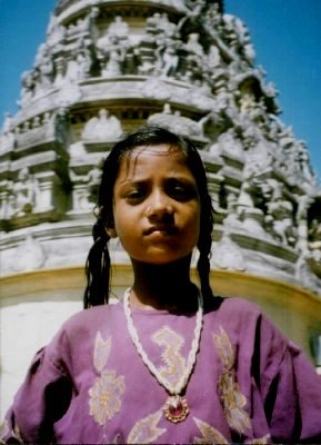 Girl at temple in Madras