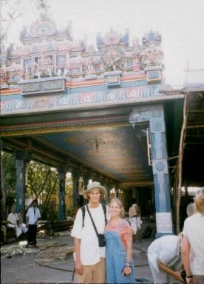 Caroline and me in another colorful temple in Madras.