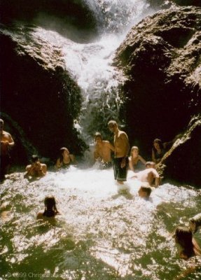 Me swimming under the waterfall