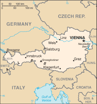 map of Austria