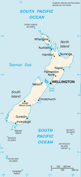 map of New Zealand