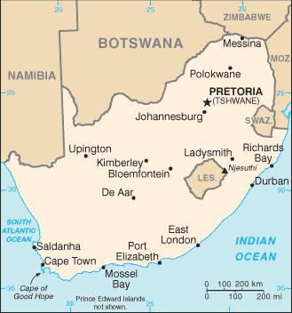 map of South Africa