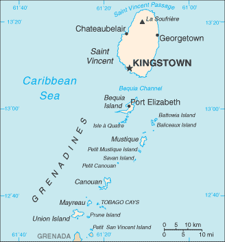 map of St. Vincent and the Grenadines