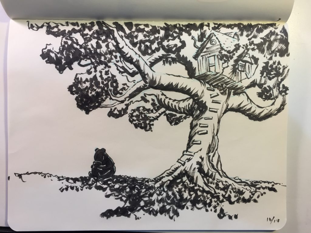 Inktober Sketch – Winnie the Pooh Tree