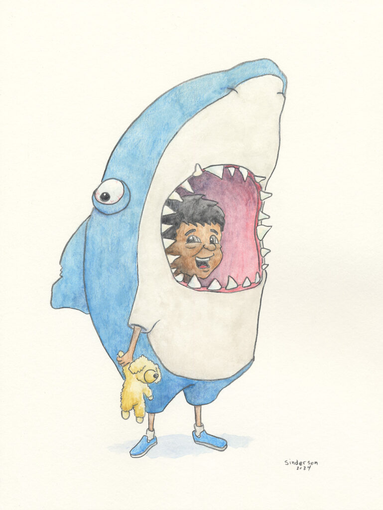 Niam in a Shark Costume